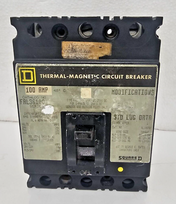 #ad Square D FAL36100 Circuit Breaker Model FA36100 100 AMPS 600 VOLTS $189.05