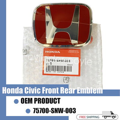 #ad 1X Honda 06 15 Civic 4DR Sedan FiT JDM RED H Type R Front Emblem badge logo $14.99