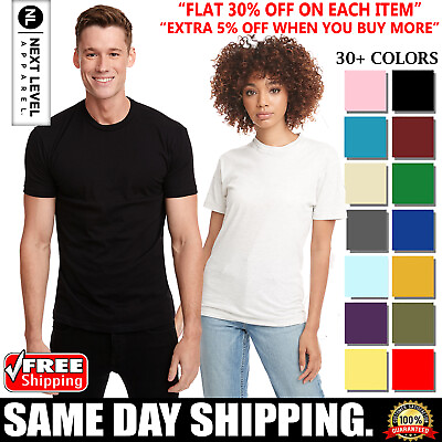 Next Level Apparel Unisex Premium Plain TShirt Super Soft Blank Fit T Shirt 3600 $15.60