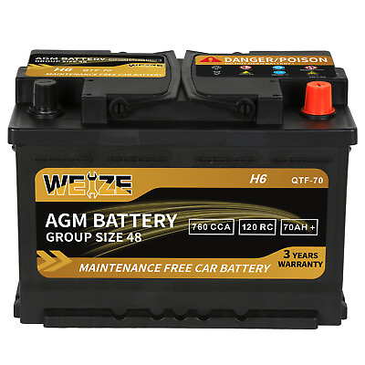 #ad Weize Platinum AGM Battery BCI Group 48 12v 70ah H6 Size 48 Automotive Battery $124.99