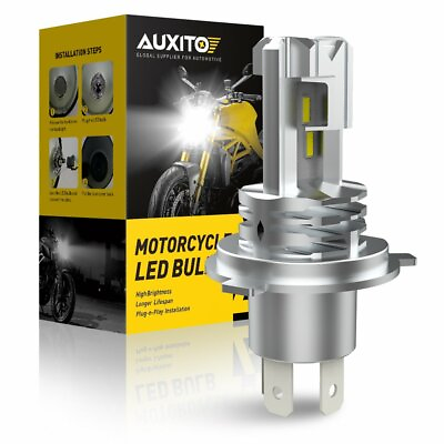 #ad Auxito Motorcycle H4 9003 LED Headlight High Low Beam 6000K Bulb 8000LM All in 1 $17.99