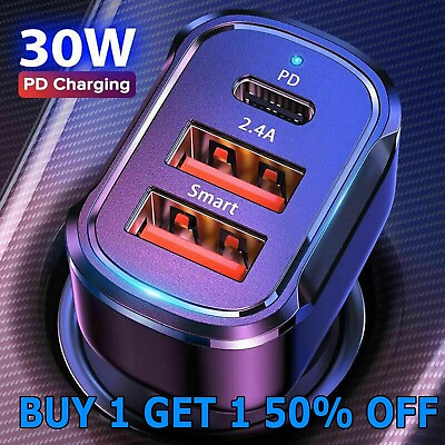 USB PD 30W Type C Car Charger Fast Charge Adapter For iPhone 13 12 11 Pro Max $5.95