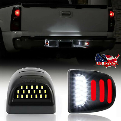 #ad 2X LED License Plate Light Red DRL Tube For Chevy Silverado GMC Sierra 1500 2500 $9.29