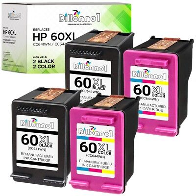 #ad 4PK For HP 60XL Ink Black amp; Color CC641WN CC644WN D2680 F4280 F4480 F2430 F4580 $39.95