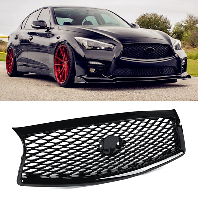 #ad For Infiniti Q50 2014 2015 2016 2017 JDM Gloss Black Front Bumper Grille Grill $53.99