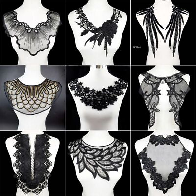 #ad Black Embroidery Applique Floral Collar Neckline Garment Accessories Collar $11.83