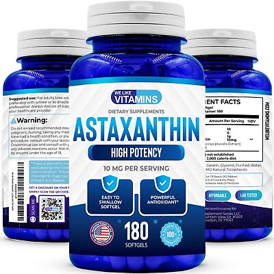 #ad Astaxanthin New 10mg Softgel 180 Capsules Best Value We Like Vitamins $24.99