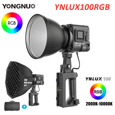 #ad YONGNUO YNLUX100 RGB 120W RGBWW Colorful Led Video COB Light 2000 10000K Softbox $292.00