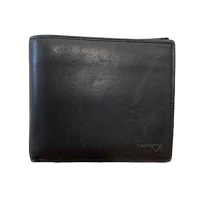 #ad TUMI Black Leather Center Flip Passcase Wallet $65.00