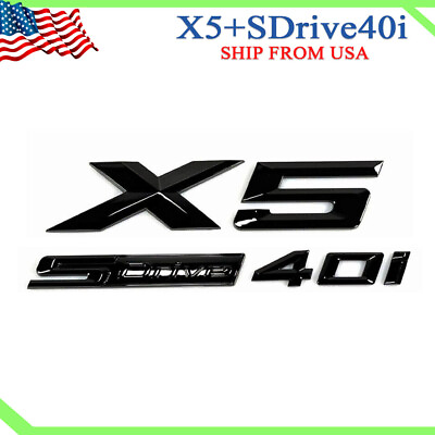 #ad Gloss Black For X5 5 Series X5SDrive40i 40 i Emblem Letter Rear Trunk Badge USA $18.41