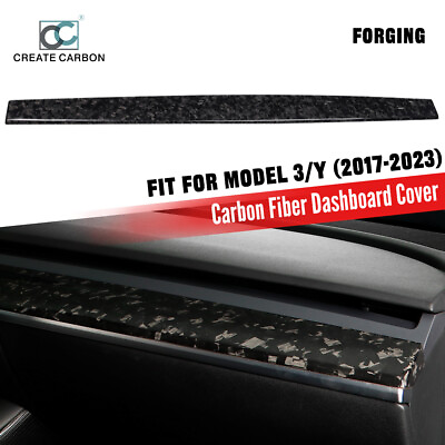 #ad Forged Carbon Fiber Dash Cover Trim Dash Panel Sticker Fit For Tesla Model 3 Y $268.99