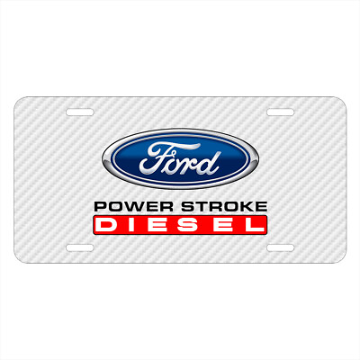 #ad Ford Power Stroke Diesel White Carbon Fiber Look Graphic UV Metal license Plate $33.99