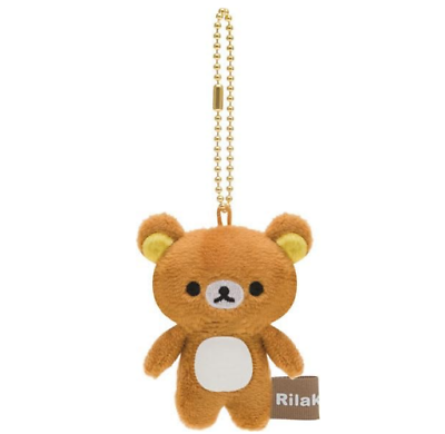 #ad JAPAN Rilakkuma Khaki Brown Bear Furry Mini Plush Key Ring Bag Decor Relaxing $15.98
