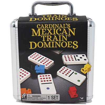 #ad Mexican Train Dominoes Game in Aluminum Carry Case for Families $24.26