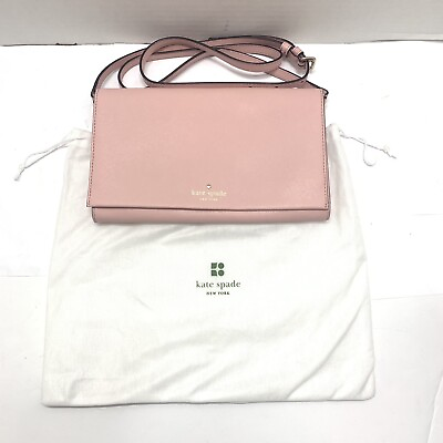 #ad Kate Spade Pink Clutch Crossbody New Canvas Gold Plated $64.95