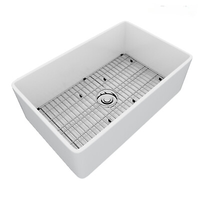 #ad Farmhouse Sink Apron Kitchen Sink White Ceramic Single Bowl 30 inch Undermount $206.79