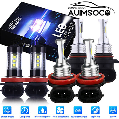 #ad 6x Combo H11 9005 H11 LED Headlight Conversion Kit High Low Beam Fog Light 6000K $35.99