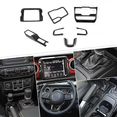 #ad 7x Interior Decor Cover Trim Kit for Jeep Wrangler JL JT2018 Carbon Fiber 8.4#x27;#x27; $65.99