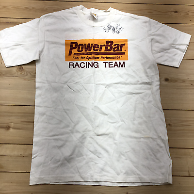 #ad Vintage Power Bar White Power Bar Racing Team Cotton T shirt Adult Size L * $27.00