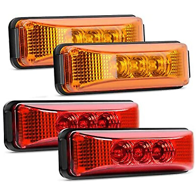 #ad 4x Amber Red 3LED Side Marker Lights RV Truck Trailer Clearance Light Waterproof $13.99