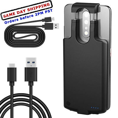 #ad Long Lasting 6800mAh Back Pack Power Station 2X Cable f LG G8X ThinQ LM G850 USA $56.66