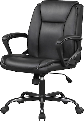 #ad PU Leather Task Chair Home Office Chair Ergonomic Desk Chair with Lumbar Supp... $41.99