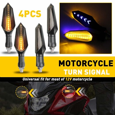 #ad 2pcs Motorcycle LED Turn Signals Lamp Sequential Flowing Indicator Lights Amber $11.59