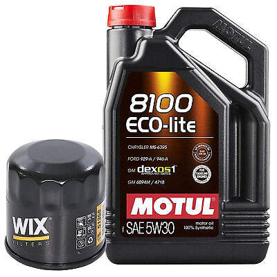 #ad 5L Motul 8100 ECO LITE 5W30 Wix Filter Motor Oil Change Kit API SP RC $57.95