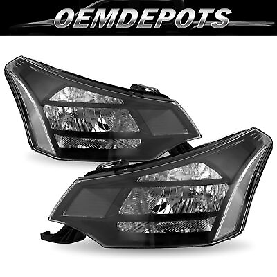 #ad For 2008 2011 Ford Focus S SE SES SEL Black Clear Halogen Headlights LHRH $147.49