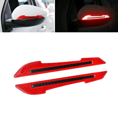 2x Reflective Red Carbon Fiber Car Side Mirror Warning Sticker Decal Accessories C $3.80