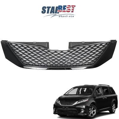 #ad Gloss Black Front Upper Grille Grill Honeycomb Fit For 2011 2017 Toyota Sienna $55.93