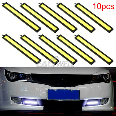 #ad 10PCS 12V LED STRIP DRL DAYTIME RUNNING LIGHTS FOG COB CAR LAMP DRIVING WHITE US $10.11