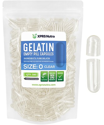 #ad Size 0 Clear Empty Gelatin Gelcaps Pill Capsules Kosher Gluten Free Made in USA $9.99
