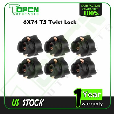 #ad 6x T5 17 58 74 Twist Lock Sockets Base Car Instrument Panel Cluster Gauge Light $8.59