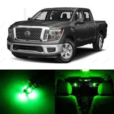 #ad 7 x Green LED Interior Light Package For 2016 2018 Nissan Titan PRY TOOL $9.99