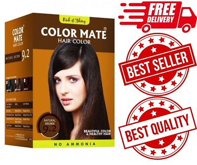 #ad 10 x Color Mate Hair NATURAL BROWN 9.2 Herbal Base Hair color 15gm $16.65