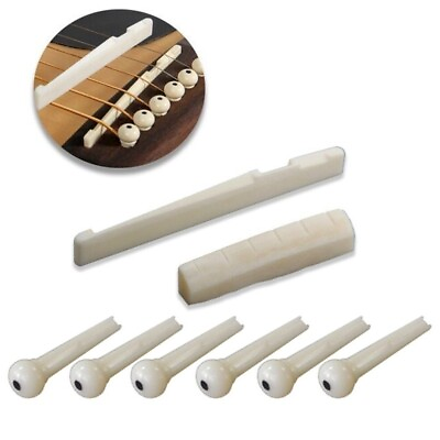#ad Natural Cattle Bone Nut and Saddle Plastic Bridge Pins For Acoustic Guitar $5.99