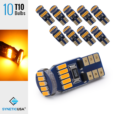 #ad 10 pcs 6000K Amber T10 168 194 15 SMD Package kit License Plate Door Light Bulbs $9.99