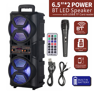 #ad 3000W Portable Party Bluetooth speaker Dual 6.5quot; Loud Speaker Rechargeable $39.99