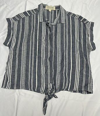 #ad Cloth amp; Stone striped Button up tie front top Size M $15.00