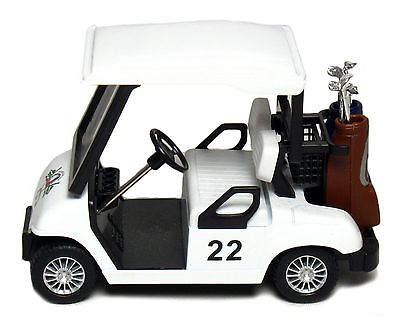 #ad New 4.5quot; Kinsfun Golf Cart w Clubs Diecast Metal Model Caddy Toy Car White Logo $8.49