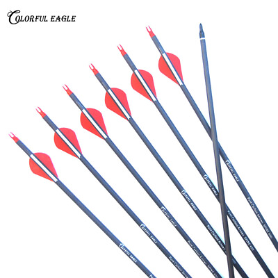 Archery Spine 300 400 Pure Carbon Arrow Replaceable Arrowheads for Bow Hunting $20.09