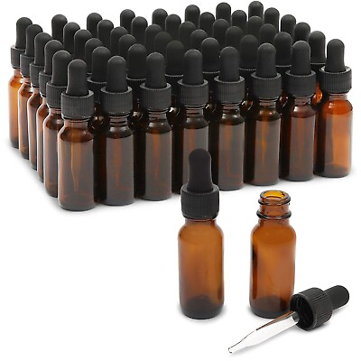 #ad 48 Count 1 oz Amber Glass Dropper Bottles and 6 Funnels 30 ml 54 Pieces $28.99
