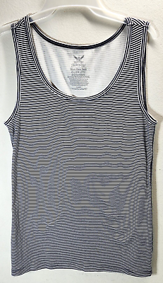 #ad Faded Glory Women#x27;s Sleeveless Tank Top Shirt Size 2X Blue White Striped $4.99