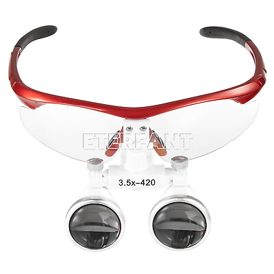 #ad 3xETERFANT Dental Binocular Loupes Glass Optical Lens Magnifier Red 3.5X 420mm $89.99