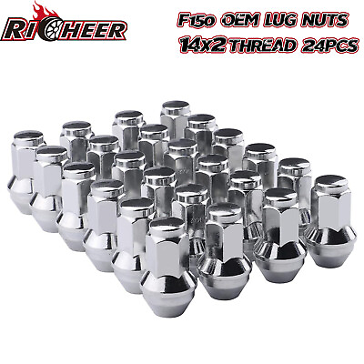 #ad FIT FORD F 150 EXPEDITION OEM REPLACEMNT SOLID LUG NUTS 14X2 THREAD CHROME 24PCS $28.99