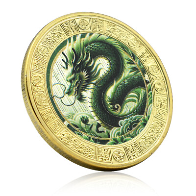 #ad 2024 Zodiac Year of The Dragon Commemorative Gold Coin Chinese Collectible Medal $3.61