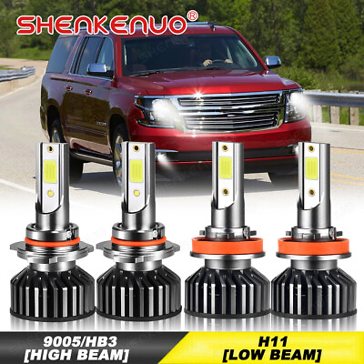 #ad For 2007 2014 Chevy Suburban Tahoe 4x 6000K LED Headlight Light Bulbs Kits $36.50