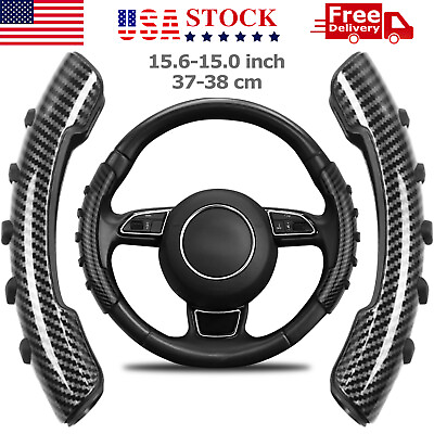 #ad 2PC Car Steering Wheel Booster Non Slip Carbon Fiber Cover Universal Accessories $10.79