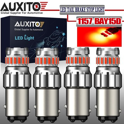 #ad AUXITO Red 4X 1157 BAY15D 7528 2357 LED Bulb Tail Stop Brake Turn Signal Light $21.99